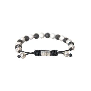 Nialaya Pave Bracelet Black White Beads Women Black and White Bracelets